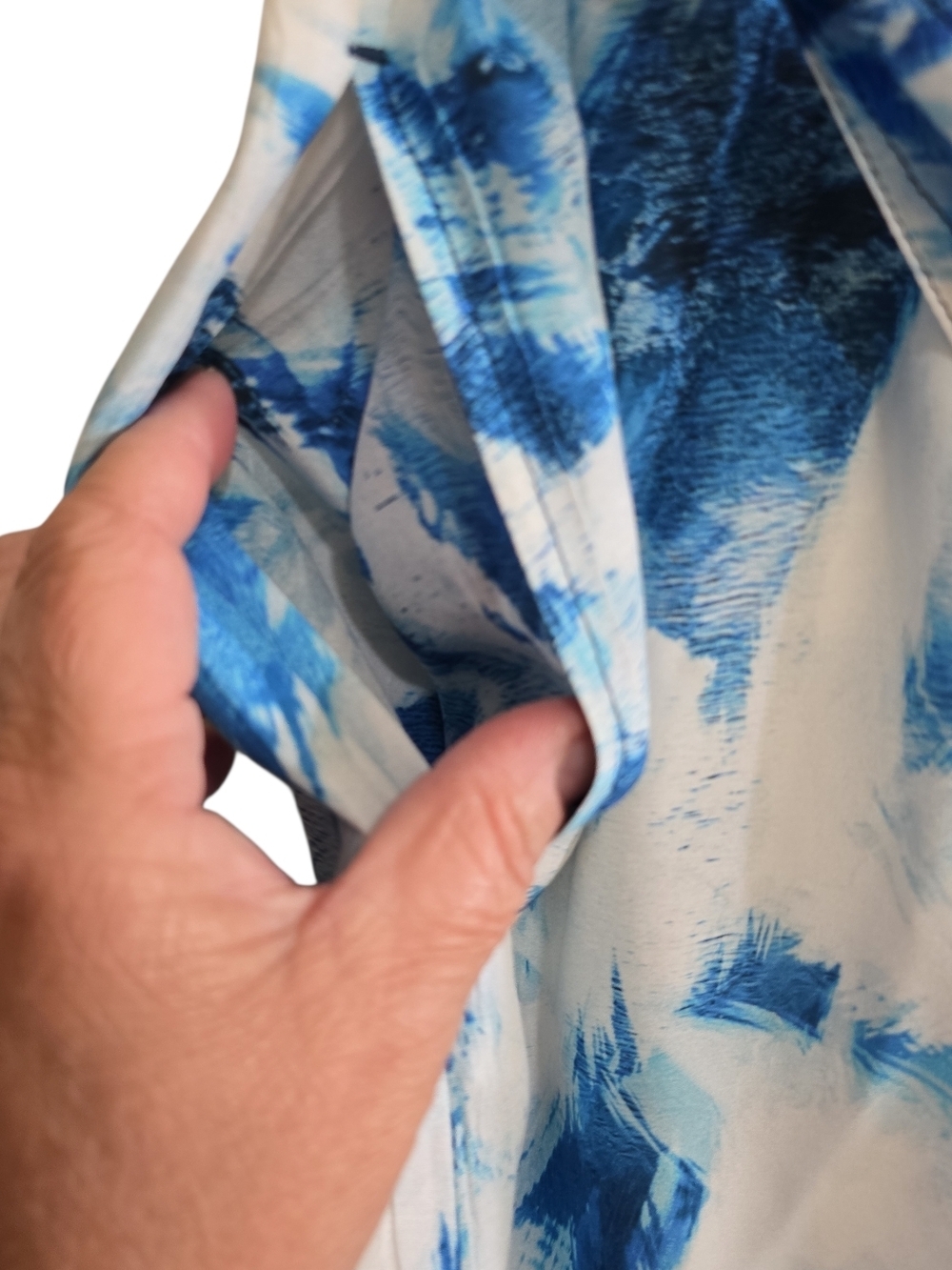 Marie Oliver Tie Waist Button Front Shirt Dress Small Tie Dye Blue White - Picture 6 of 9